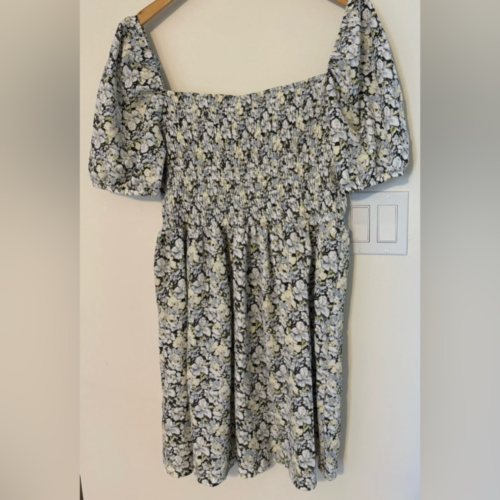H&M Blue and White Puff Sleeve Dress Size XL - Picture 8 of 10